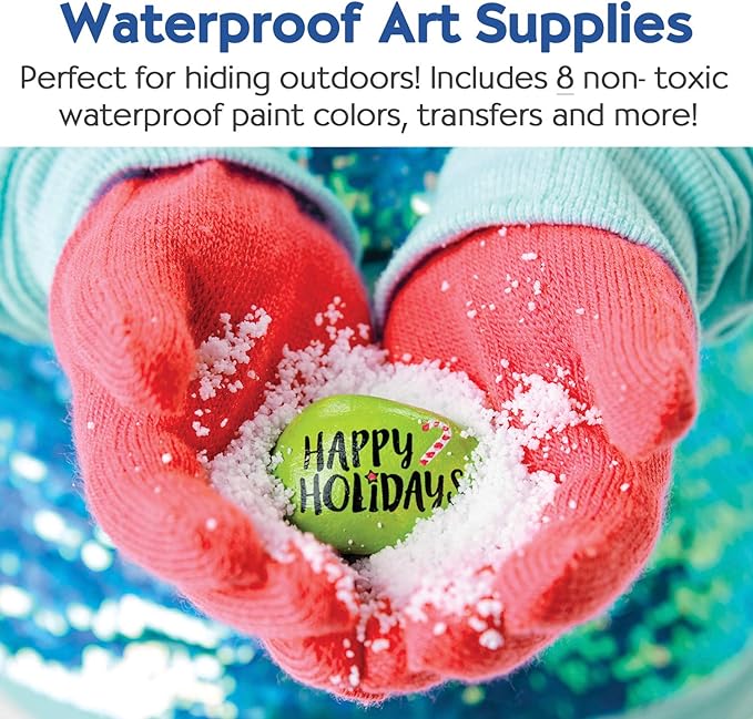 Creativity for Kids Holiday Hide & Seek Rock Painting Kit: Christmas Crafts for Kids Ages 6-8+, Kids Christmas Gifts & Activities, Craft Kits with 10 Rocks, Holiday Crafts for kids