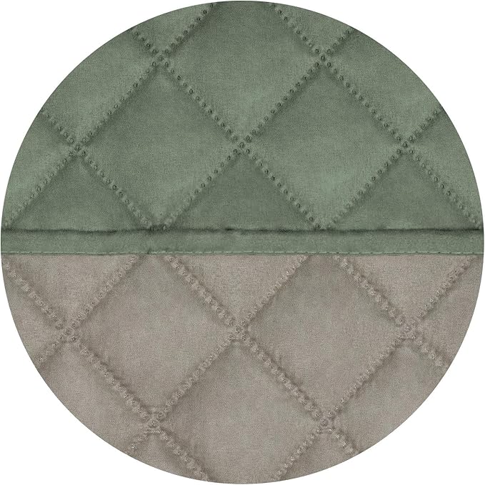 PureFit Reversible Quilted Sofa Cover, Water Resistant Slipcover Furniture Protector, Washable Couch Cover with Non Slip and Elastic Straps for Kids, Dogs, Pets (Loveseat, Greyish Green/Beige)