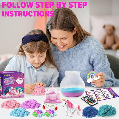 Jumlys Light Up Unicorn Terrarium Kit for Girls, Unicorn Toys for Kids Ages 4, 5, 6, 7, 8-12 Years Old, DIY Unicorn Art and Crafts Kit, Ideal Christmas, Birthday Gifts for Kids 4-6, 6-8, 8-12