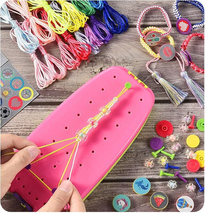 Friendship Girls Bracelet Making Kit - DIY Bracelet Kits Kids Toys Girls Gifts Ideas Ages 6 7 8 9 10 11 12 Year Old Birthday Present for Teen Girl Arts and Crafts String Maker Tool Travel Activity Set