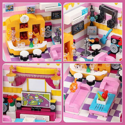 Friends House Building Block Sets, Girls Mini Living Room Entertainment KALAOK Friendship Playroom Apartment Bricks Kit Birthday Gifts for Adults Teens Old Kids 8-12 10-12 14+ (670 PCS)