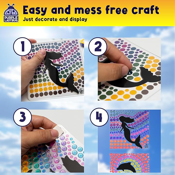 SUNGEMMERS Gem Window Art Suncatcher Kit for Kids 6-8 9 10 11 12 - Birthday Gifts for 7 Year Old Girl, Fun Diamond Art Easter Mermaid Gifts for Girls - Arts & Crafts for Kids, Toys for Ages 5-7