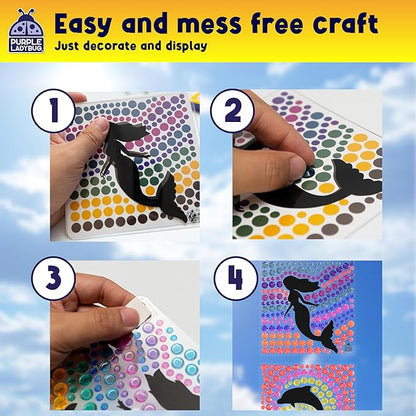 SUNGEMMERS Gem Window Art Suncatcher Kit for Kids 6-8 9 10 11 12 - Birthday Gifts for 7 Year Old Girl, Fun Diamond Art Easter Mermaid Gifts for Girls - Arts & Crafts for Kids, Toys for Ages 5-7