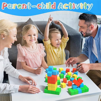 Magnetic Blocks, 56 Pieces 1.34 inch Large Magnetic Building Blocks, 3D Magnetic Cubes for Toddlers, Preschool Educational Construction Kit, Sensory Montessori Toys Kids Blocks for Boys Girls