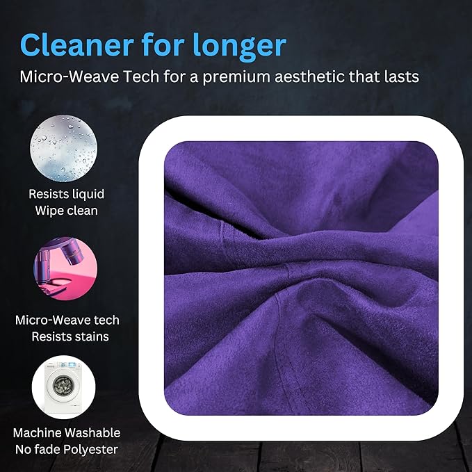 Bean Bag Chair Cover (No Filler) | Fur Resistant Microsuede | Adult Size | Stuffed Animal Storage for Kids Or Adults | Double Stitched | Durable Zipper | Soft Premium