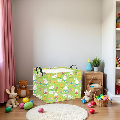 HIYAGON Easter Basket for Kids Boys and Girls Cute Storage Organizer Bin Box Rectangular Easter Bunny Room Decor(Easter Basket)