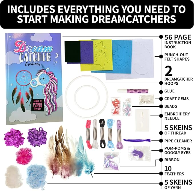 SpiceBox Children's Activity Kits for Kids Dreamcatcher Creations, 7 Ethereal Projects, Craft Kit for Kids