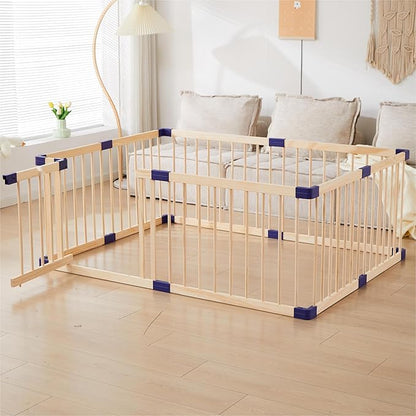 Kids Baby Toddler Playpen Indoor Portable Wooden Freestanding, Kids Baby Pet Cats Dogs Animals Toy Play Fence with Door,Safe Zone Playpen,Baby Safety Play A Perfect Birth Birthday Gift(120x160x61cm)