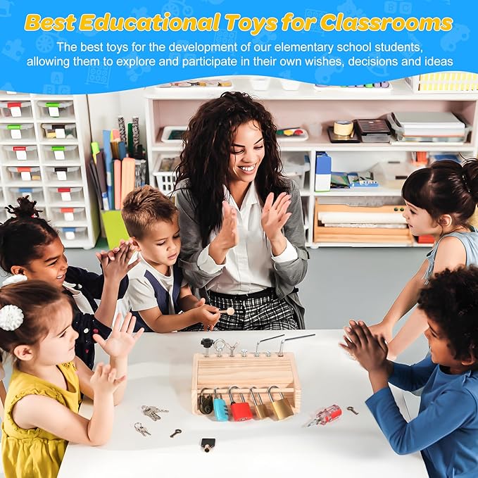 INIFEIDALA Montessori Screwdriver Board Set - Lock and Key Toy,Busy Board Toys for 3 4 5 Year Old,Kids Tool Set, Preschool Learning Sensory Fine Motor Skills STEM Toys