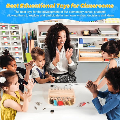 INIFEIDALA Montessori Screwdriver Board Set - Lock and Key Toy,Busy Board Toys for 3 4 5 Year Old,Kids Tool Set, Preschool Learning Sensory Fine Motor Skills STEM Toys