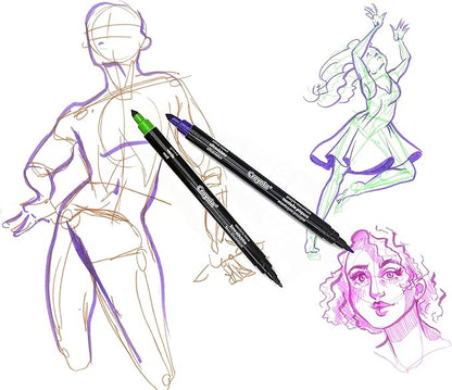 Crayola Sketch & Detail Dual-Tip Markers (16ct), Markers for Adult Coloring, Fine & Brush Tip Art Markers, For Calligraphy & Drawing