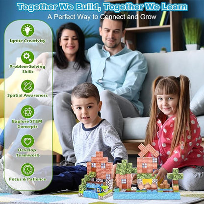 Ludmila 118PCS Magnetic Building Blocks Toy Set - Montessori STEM Toys, Forest House Construction Kit, 1-Inch Magnetic Cube Sensory Tiles for Kids Boys & Girls Ages 3+