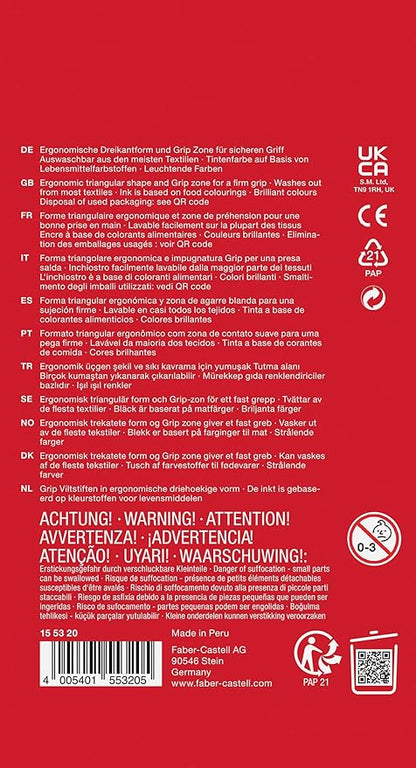 Faber-Castell Grip Color Markers - 20 Washable Fineline Markers