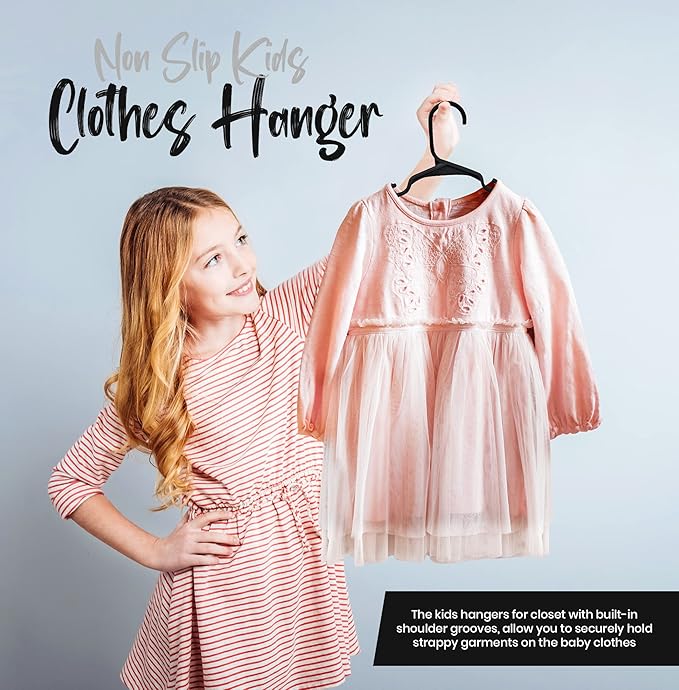 Utopia Home 20 Pack Kids Hangers - 11.5 Inch Plastic Baby Hangers for Closet - Childrens Hangers for Clothes & Infant Hangers for Closet - Ideal for Everyday Standard Use (Black)