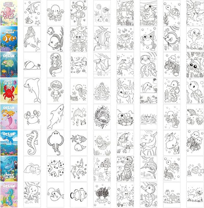 Estune 40 Pcs Coloring Books Under The Sea Ocean Party Favor for Kids Coloring Book Set Mini Small Coloring Books Goodie Bag Stuffers Gift Classroom Home