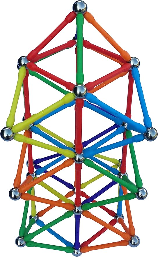 Magz Super 300 Magnetic Building Set consisting of 176 magnetized rods (2.3" Long) and 124 Nickel Plated Steel Balls (0.5" in Diameter) in a Wooden Box, Offered