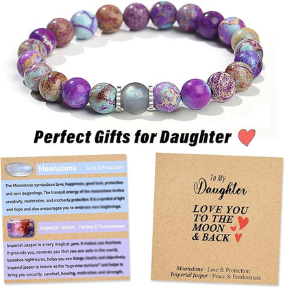 THEMEROL Handmade Gifts for Girls/Women-Love/Protection-Natural Crystal Bracelet for Daughter Granddaughter Niece Sister Mom Aunt Wife