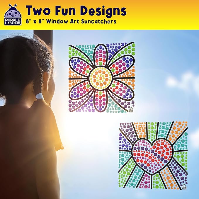 PURPLE LADYBUG Sungemmers Window Diamond Art Suncatcher Kits – Kids Easter Basket Stuffers, Gifts for 6-10 Year Old Girls & Boys, Birthday Arts & Crafts for Kids Ages 8-12 6-8
