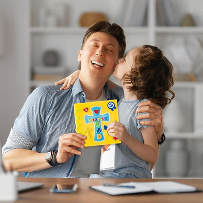 COcnny Fathers Day Craft Kit - 16 Set Religious Father’s Day Craft Kit for Kids, DIY Diary Book Include 96pcs Pages, Make Your Own Cross Crafting for Dad Gift, Classroom Home Sunday School Activities