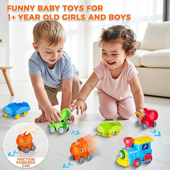 Train Set for Toddlers w/Steam, Music & Lights - Electric Train Toys for Kids w/Tracks Accessories, Including 3 Dinosaur Car and 3 Trailer, Christmas Birthday Gifts for 1-3 4 5 6+ Years Old Boys Girls