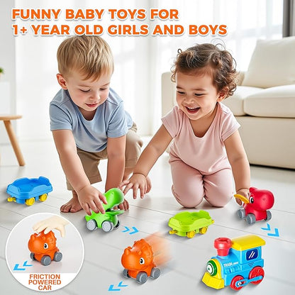 Train Set for Toddlers w/Steam, Music & Lights - Electric Train Toys for Kids w/Tracks Accessories, Including 3 Dinosaur Car and 3 Trailer, Christmas Birthday Gifts for 1-3 4 5 6+ Years Old Boys Girls