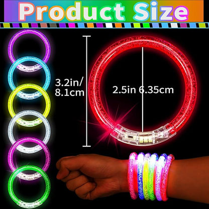 24Pack Glow Bracelets,Glow in The Dark Bracelets Flashing Light Up Bracelets,LED Bracelets Party Supplies Favors Game Gifts for Rave Concert Carnival,6 Color