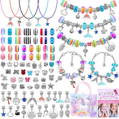 Thrilez DIY Bracelet Making Kit for Girls, 97Pcs Charm Bracelets Kit with Beads, Pendant Charms, Bracelets and Necklace String for Bracelets Craft & Necklace Making, Gift Idea for Kids and Girls