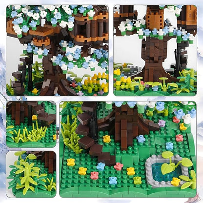 Cherry Blossom Bonsai Tree House Building Blocks Set Plants Green Flowers Treehouse Architecture Micro Mini Block Gift for Adults and Children 1500 Pieces