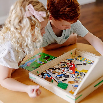 Melissa & Doug Wooden Magnetic Matching Picture Game With 119 Magnets and Scene Cards