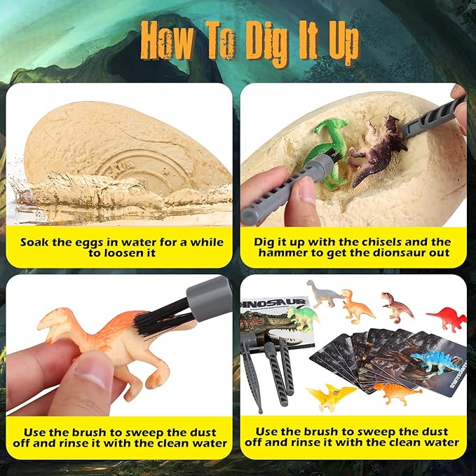Jumbo Dino Egg Dig Kit - 12 Dinosaurs Excavation Kit, Dinosaur Toys for Kids 5-7, Fossil Dino Toys Dig Kits for Dinosaur Collection, Dinosaur Toys Gifts for Boys Girls 6 and up Year Old Birthday Gift