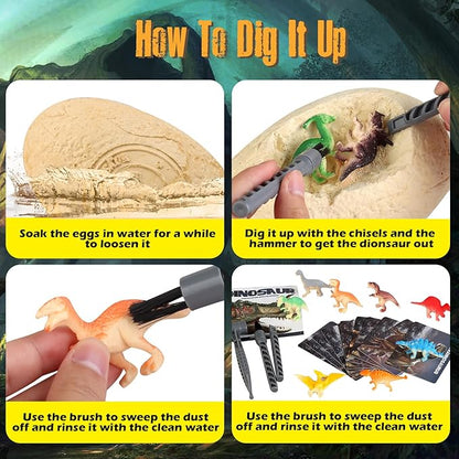 Jumbo Dino Egg Dig Kit - 12 Dinosaurs Excavation Kit, Dinosaur Toys for Kids 5-7, Fossil Dino Toys Dig Kits for Dinosaur Collection, Dinosaur Toys Gifts for Boys Girls 6 and up Year Old Birthday Gift