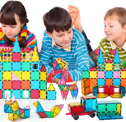 Jasonwell 65pcs Magnetic Tiles Building Blocks Set for Boys Girls Preschool Educational Magnet Construction Kit Stacking STEM Toys Christmas Birthday Gift for Kids Toddler 3 4 5 6 7 8 9 10 + Year Old