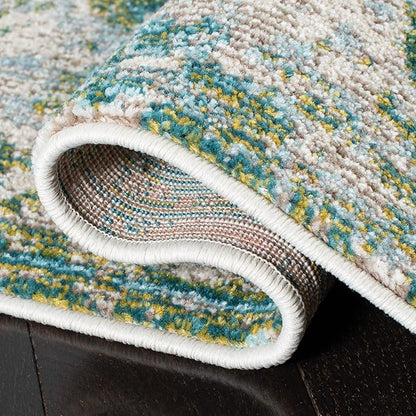 SAFAVIEH Madison Collection Area Rug - 5'3" x 7'6", Green & Blue, Modern Abstract Design, Non-Shedding & Easy Care, Ideal for High Traffic Areas in Living Room, Bedroom (MAD499X)