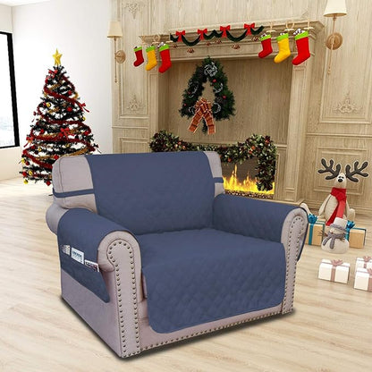 Easy-Going Sofa Slipcover Chair Cover Waterproof Couch Cover Washable Sofa Cover Non-Slip Fabric Furniture Protector with Pocket for Pets Covers Pets Kids Children Dog Cat (Chair, Navy)