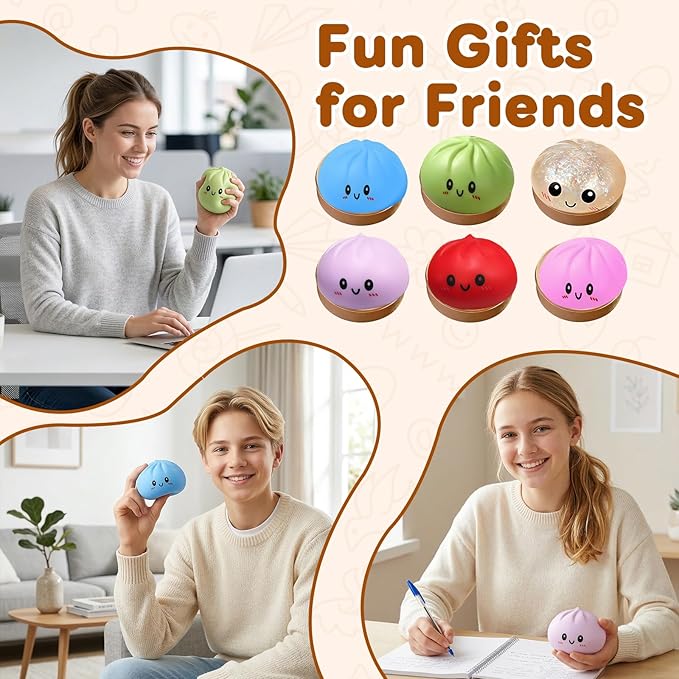 Dumpling Squishies Toy, Giant Glitter Dumpling, Colorful Steamed Bun Stress Balls Fidget Sensory Toy,Squeeze Dough Ball Stress Relief Hand Toys with Food Steamer Stretchy Desk Toys (Purple)