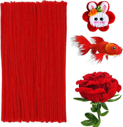 180 Pieces Pipe Cleaners Chenille Stem, Craft Pipe Cleaners, 11.8inch Christmas Pipe Cleaners Chenille Stems for Mother’s Day DIY Art Crafts Decorations Supplies (Red)