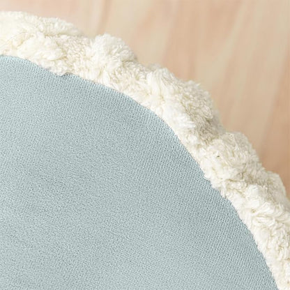 Round Ottoman Foot Rest14.6x14.6x18 Inches Boucle Ottoman Multifunctional Pouf Ottoman Foot Stool Fluffy Fur Ottoman Stool Pouf Footrest Stool for Living Room Bedroom (Ivory)