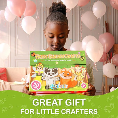 Craftikit® 20 Award-Winning Fairy Garden Crafts for Kids - 20 All-Inclusive Fun Paper Toddler Crafts, Fairy Garden Kit for Kids Ages 3-8, Magical Fairy Gifts