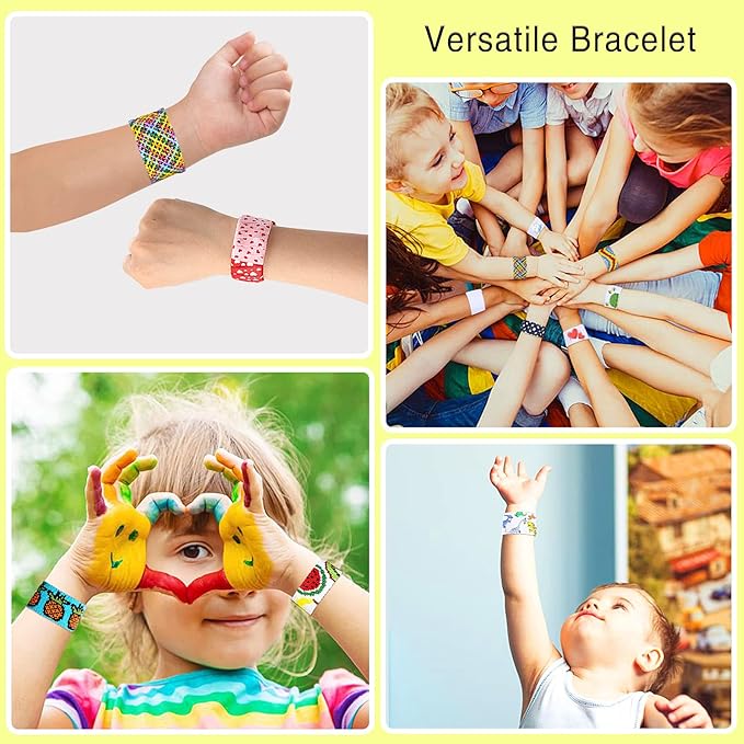 JUNEBRUSHS 56 Pack Slap Bracelets White Blank DIY Slap Bands for Kids Soft Wristband Party Favors Snap Bracelets Bulk for Boys Girls School Craft Projects Birthday Gifts Toys Party Bag Fillers