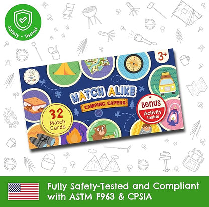 Match Alike - Memory Matching Game (Camping Capers) for Kids Ages 3-8 - Matching Games for Toddlers 3-5 - Memory Matching Games for Kids Cute Camping Theme - Preschool Game