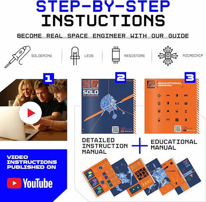 Space O DIY Engineering Kit - Solar Orbiter Model Building Kit - Solar-Powered Science Toy Kits - Educational STEM Kit, Electrical Engineering Kit - DIY Toy Gift for Adults, Teens, Kids 14+