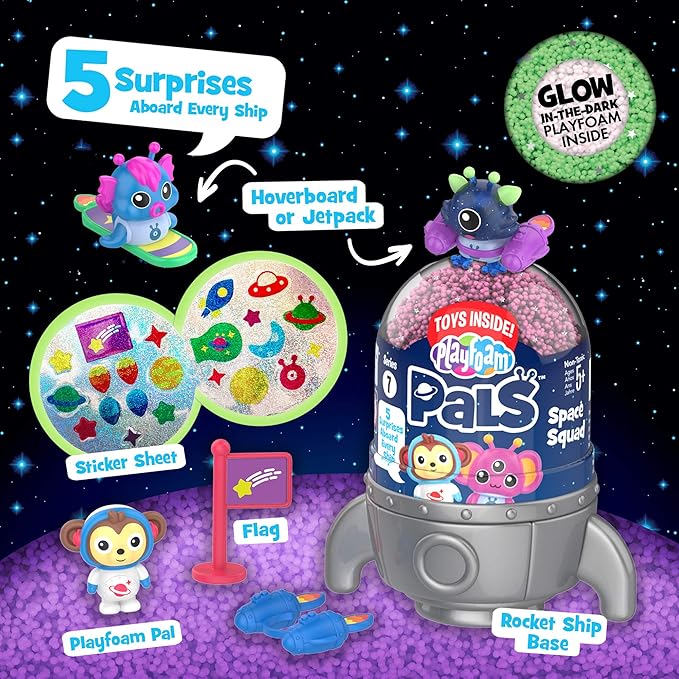 Educational Insights Playfoam Pals Space Squad Party Pack of 8, Never Dries Out, 5 Surprises Inside, Sensory, Shaping Fun, Perfect for Ages 3+