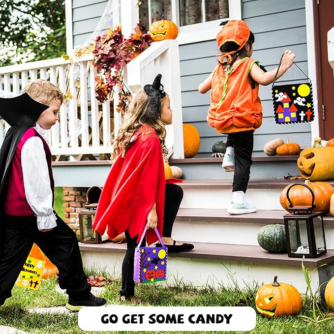 Flying Childhood Sew Your Own Bags - Kids Sewing Kit - Felt Crafts for Kids - Make 6 Felt Trick or Treat Bags - Birthday Gifts for Girls