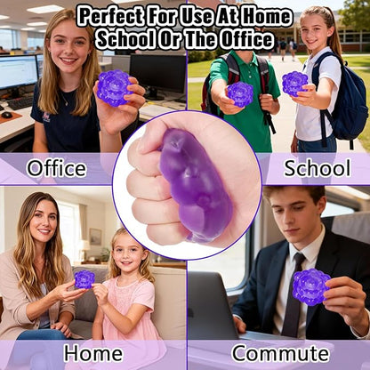 Ice Cube Squishy Fidget Toy, Standard Size 1.96 in Stress Ball for Adults and Kids, Puffwize Soft Textured Sensory Toy with Irregular Shape for Anxiety Relief and Improving Focus(Purple)