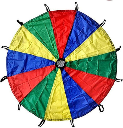 GSi Kids Play Parachute Rainbow Parachute Toy Tent Game for Children Gymnastics Cooperative Play and Outdoor Playground Activities (24 Feet)