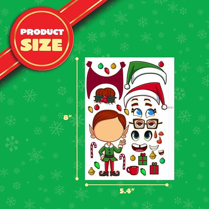 JOYIN 36 Pcs Christmas Make-a-face Sticker Sheets Make Your Own Xmas Characters Mix and Match Sticker with Full Body Design Reindeer, Snowman, Elf, for Kids Party Favor Art Craft Classroom Activities