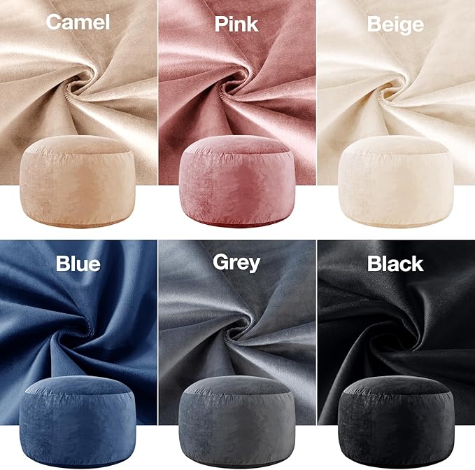 Large Bean Bag Chair: 3 ft Memory Foam Bean Bag Chairs for Adults/Kids,Bean Bag Chair with Fillings,Soft Faux Fur Fabric - Dutch Velvet, Camel, 3 Foot