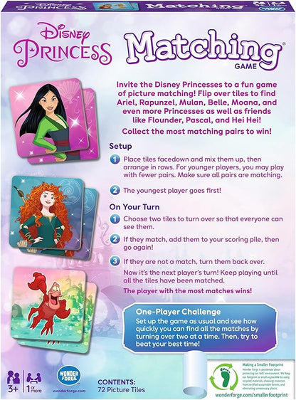 Wonder Forge Disney Princess Matching Game-Fun & Quick Memory Game for Kids | Engaging Toy for Ages 3-5 Years | Features Beloved Disney Princesses | Ideal for Solo or Family Play (Packaging May Vary)