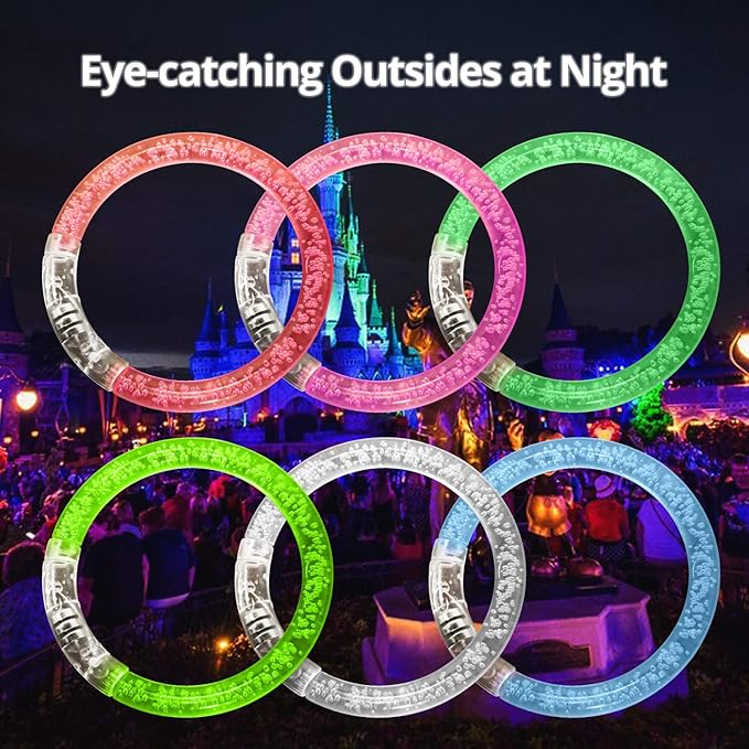 Novelty Place 12Pcs LED Glow Bracelets Set - Light Up Party Favor Toys Glow Sticks for Kids and Adults - Glow in the Dark Accessories for Halloween, Birthdays, Concerts, and Carnival Celebrations