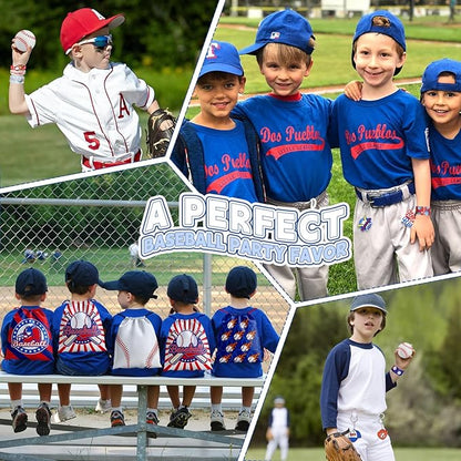 60 Pcs Baseball Party Favors, Baseball Birthday Party Favors Includes Baseball Bag Mini Baseball Wristband Keychain Slap bracelet for Kids Baseball Birthday Party Supplies